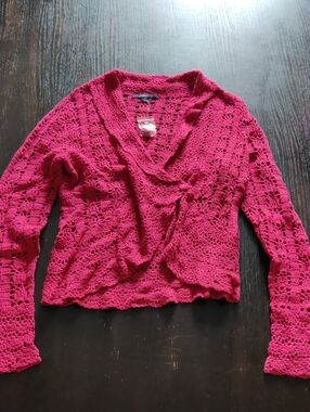Chadwicks Open-Knit Cowl Neck Sweater - Red